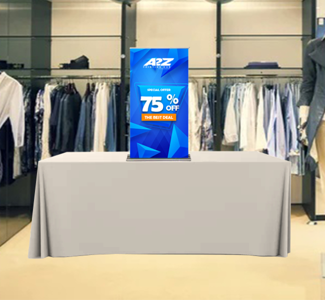 Silverstep tabletop retractable banner stand 24 - Premium printing and custom designs for businesses and events.