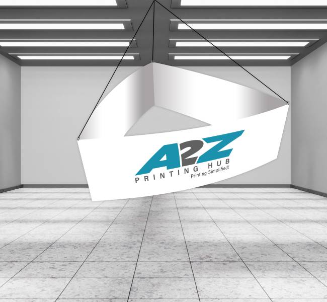 Skytube hanging banner - triangle curved design for professional displays