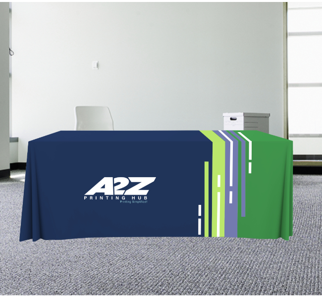 Standard table covers with open back 3 sided - Premium printing and custom designs for businesses and events.