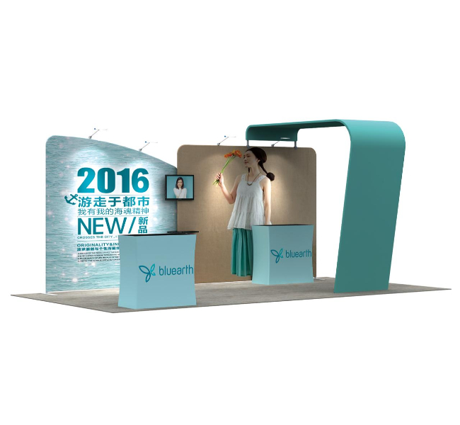 10 ft x 20 ft Portable Trade Show Booth With Product Display Counters