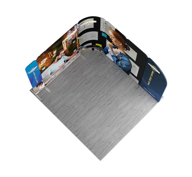 10 ft x 10 ft Curved L-Shape Magnetic Modular Fabric Display