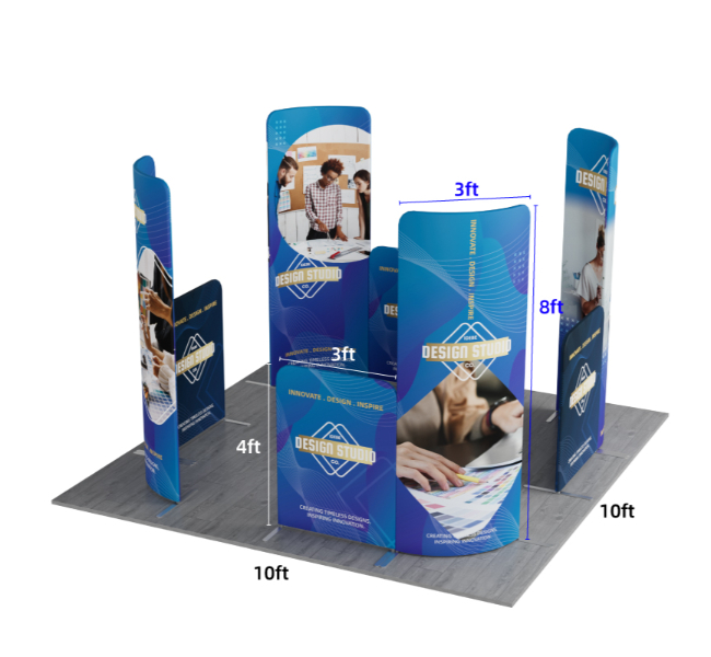 10 ft x 10 ft Four Corner Curved Magnetic Modular Fabric Display