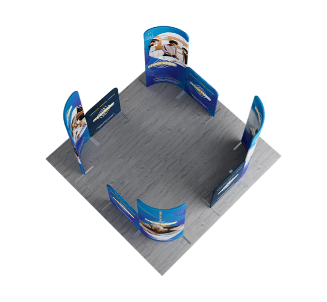 10 ft x 10 ft Four Corner Curved Magnetic Modular Fabric Display