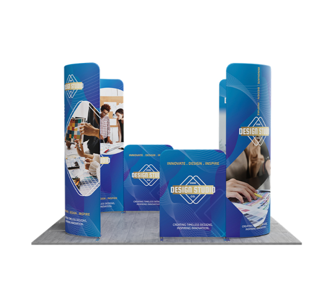 10 ft x 10 ft Four Corner Curved Magnetic Modular Fabric Display