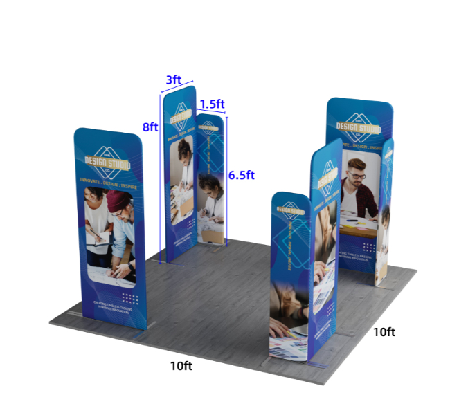 10 ft x 10 ft Four Corner L-Shape Magnetic Modular Fabric Display