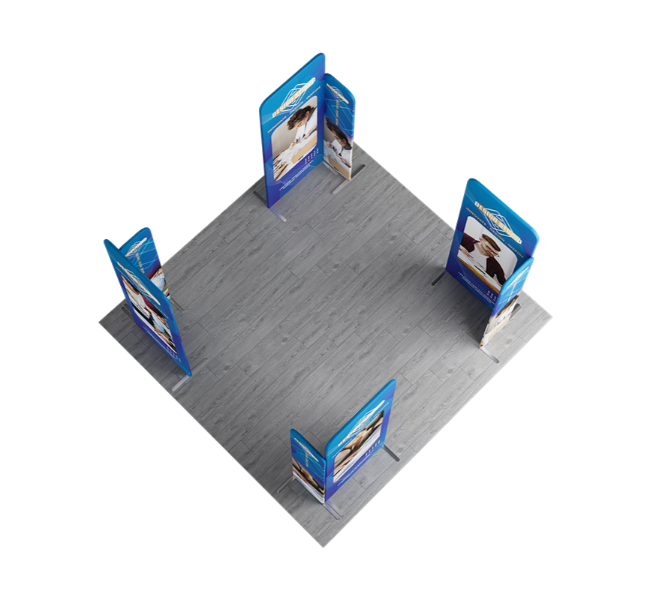 10 ft x 10 ft Four Corner L-Shape Magnetic Modular Fabric Display