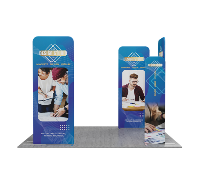 10 ft x 10 ft Four Corner L-Shape Magnetic Modular Fabric Display