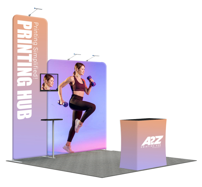 Image of 10 ft x 10 ft Inline Trade Show Booth With Backdrop, TV Stand and Podium