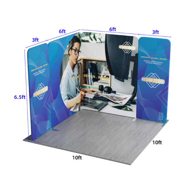 10 ft x 10 ft L-Shape Magnetic Modular Fabric Display