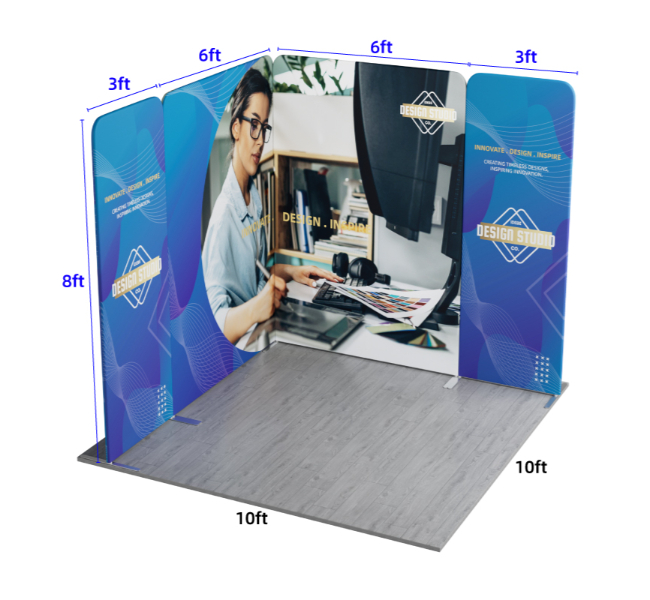 10 ft x 10 ft L-Shape Magnetic Modular Fabric Display