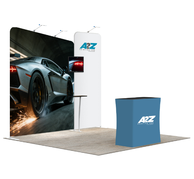 Image of 10 ft x 10 ft Modular Trade Show Booth With Backdrop, TV Stand and Counter