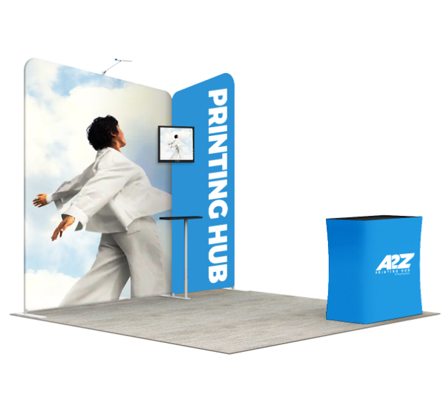 Image of 10 ft x 10 ft Modular Trade Show Booth With Backdrop, TV Stand and Podium