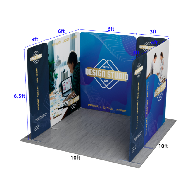 10 ft x 10 ft U-Shape Magnetic Modular Fabric Display