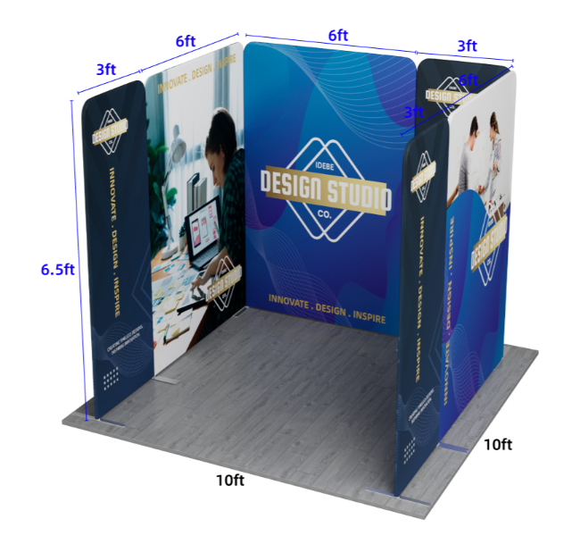 10 ft x 10 ft U-Shape Magnetic Modular Fabric Display