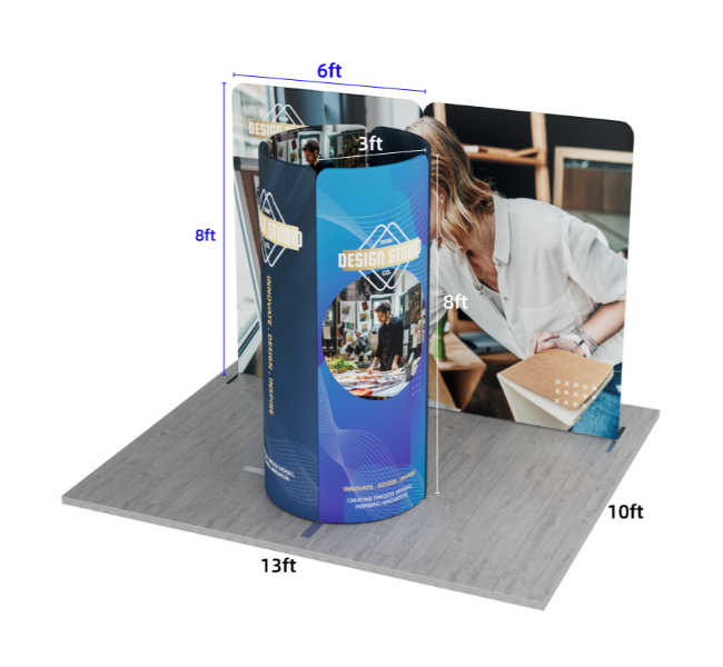 13 ft x 10 ft Round Tower With Backdrop Magnetic Modular Fabric Display