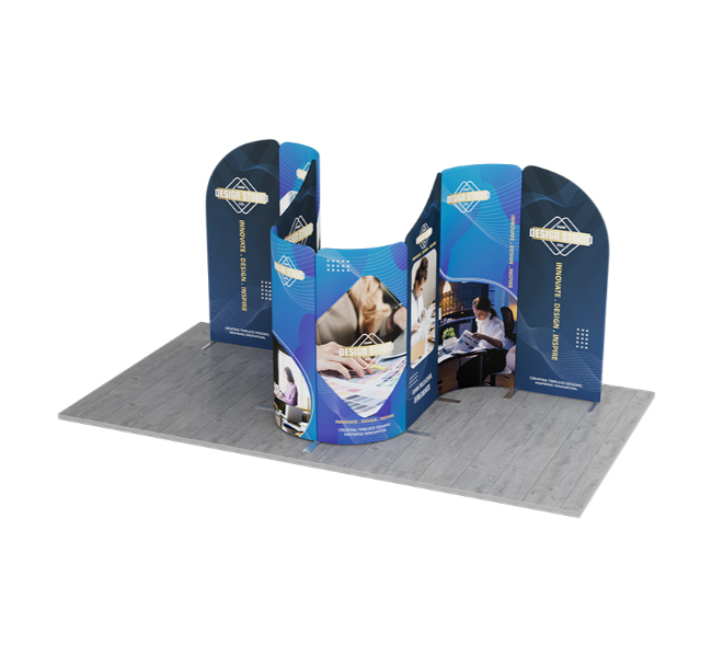 13 ft x 10 ft S-Curved Wave Magnetic Modular Fabric Display