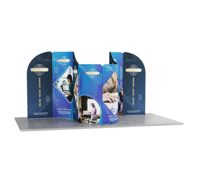 13 ft x 10 ft S-Curved Wave Magnetic Modular Fabric Display