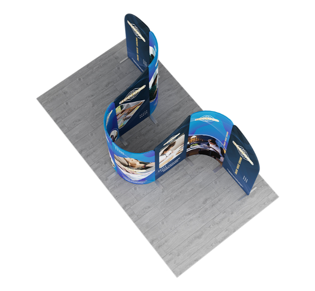 13 ft x 10 ft S-Curved Wave Magnetic Modular Fabric Display