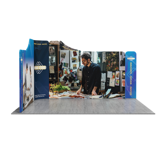 13 ft x 13 ft L-Shape Wave Magnetic Modular Fabric Display