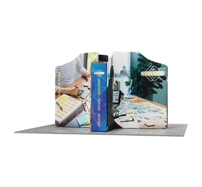13 ft x 13 ft X-Shape Wave Magnetic Modular Fabric Display