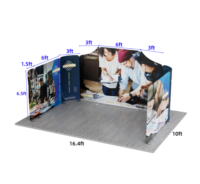 16.4 ft x 10 ft Curved U-Shape Magnetic Modular Fabric Display
