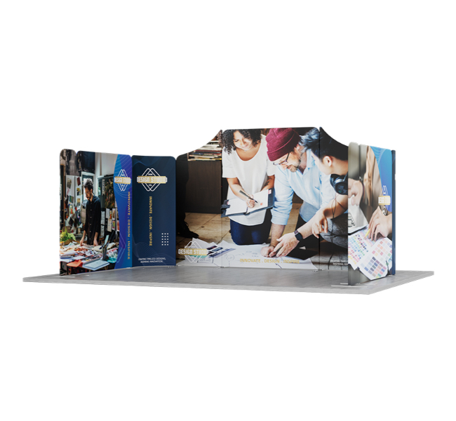 16.4 ft x 10 ft Curved U-Shape Magnetic Modular Fabric Display