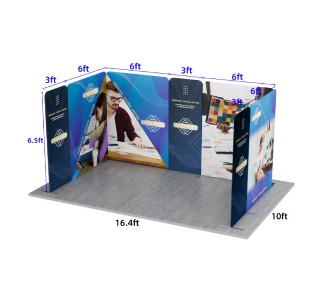 16.4 ft x 10 ft U-Shape Magnetic Modular Fabric Display