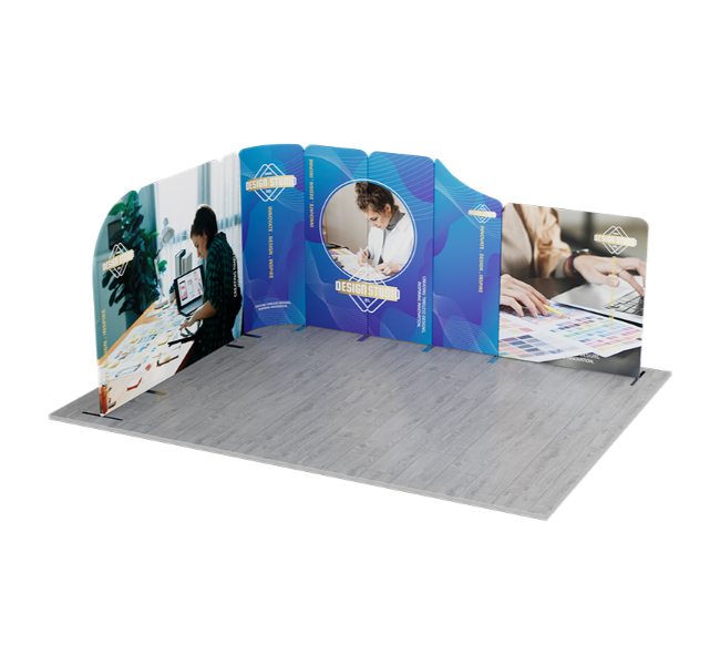 16.4 ft x 13 ft Curved L-Shape Magnetic Modular Fabric Display