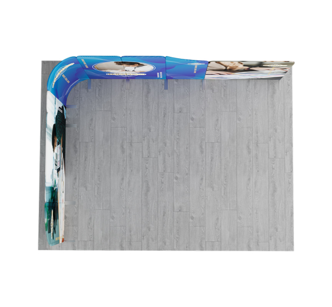 16.4 ft x 13 ft Curved L-Shape Magnetic Modular Fabric Display