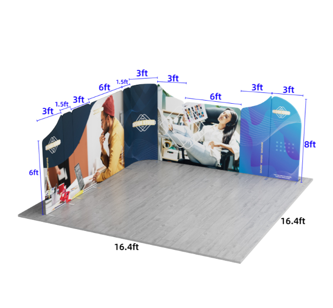 16.4 ft x 16.4 ft Curved L-Shape Magnetic Modular Fabric Display