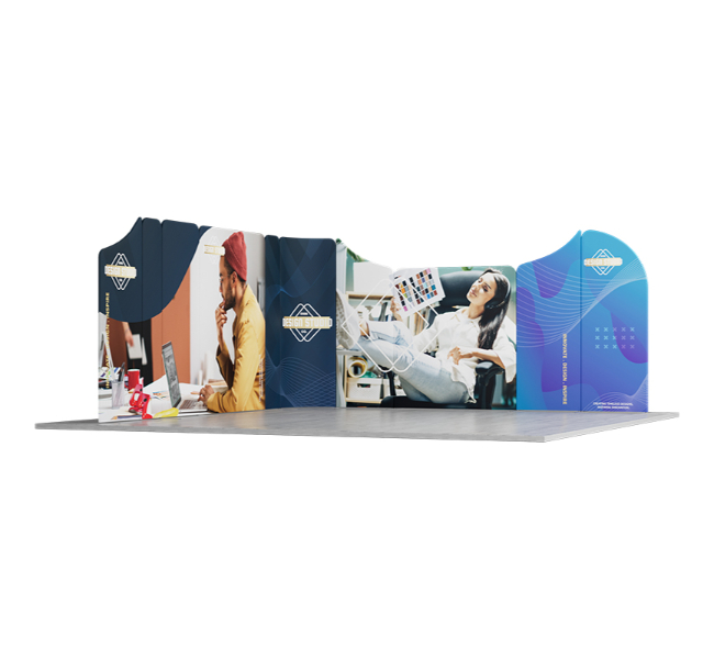 16.4 ft x 16.4 ft Curved L-Shape Magnetic Modular Fabric Display