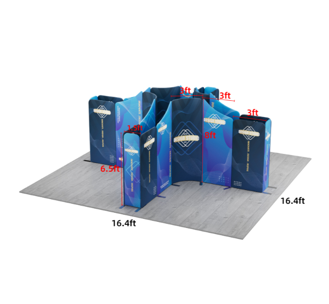 16.4 ft x 16.4 ft X-Shape Wave Magnetic Modular Fabric Display
