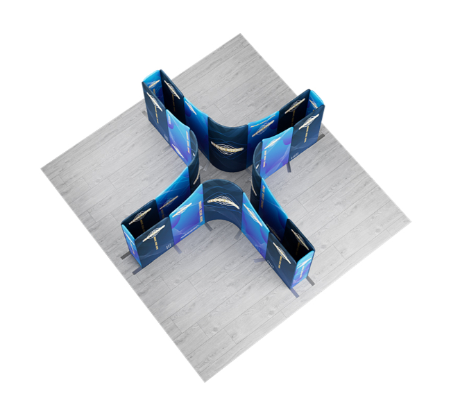 16.4 ft x 16.4 ft X-Shape Wave Magnetic Modular Fabric Display