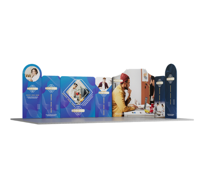 20 ft x 10 ft Curved L-Shape Magnetic Modular Fabric Display