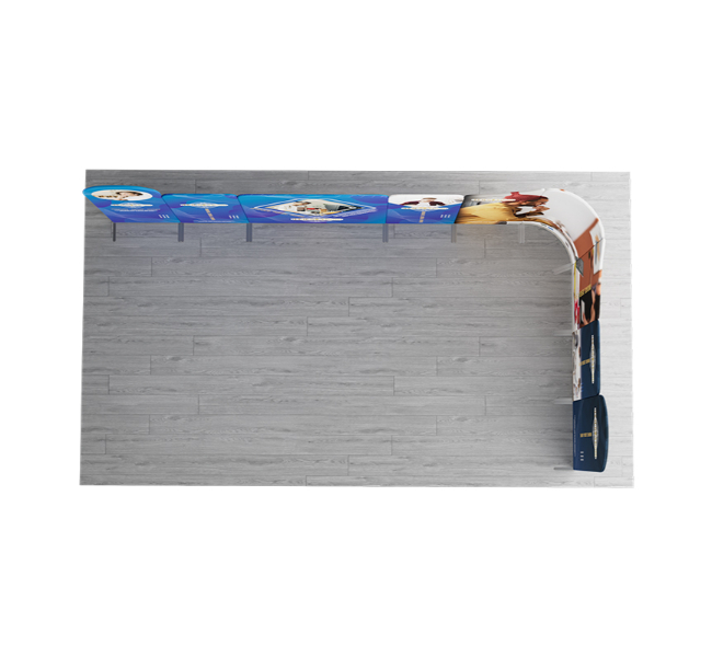 20 ft x 10 ft Curved L-Shape Magnetic Modular Fabric Display