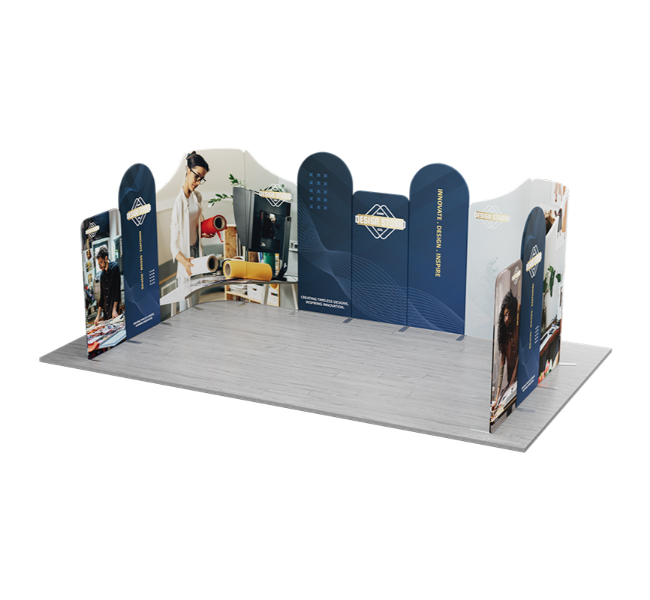 20 ft x 10 ft Curved U-Shape Magnetic Modular Fabric Display