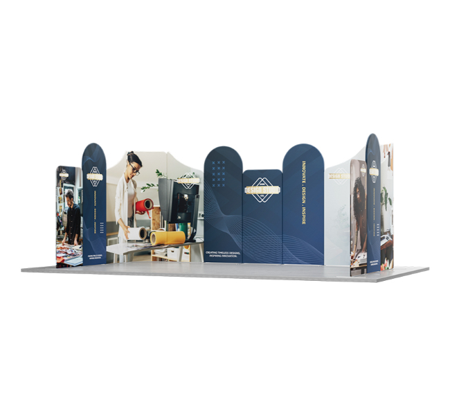 20 ft x 10 ft Curved U-Shape Magnetic Modular Fabric Display