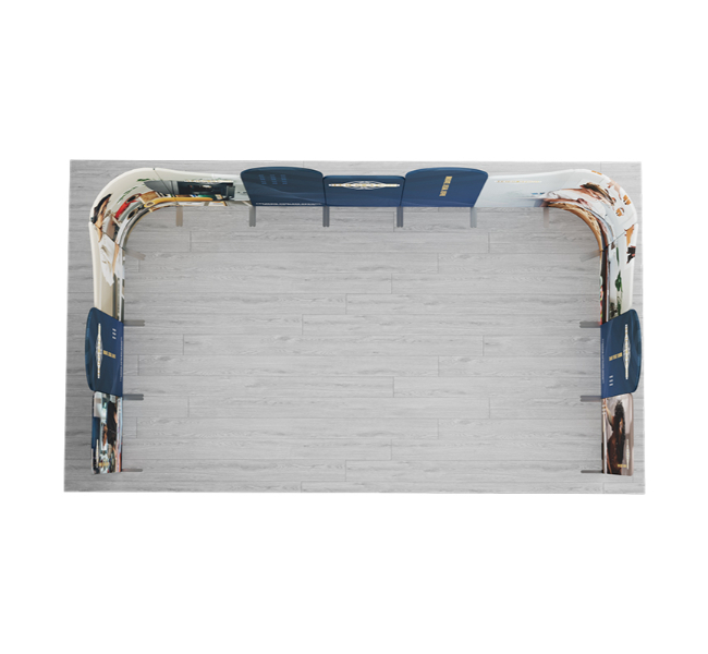 20 ft x 10 ft Curved U-Shape Magnetic Modular Fabric Display