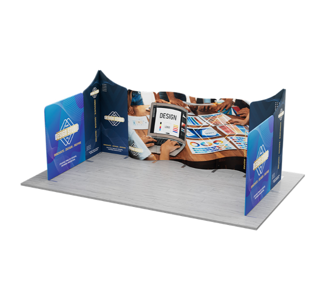 20 ft x 10 ft U-Shape Wave Magnetic Modular Fabric Display
