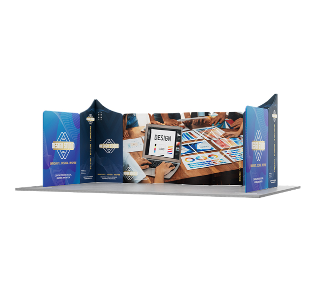 20 ft x 10 ft U-Shape Wave Magnetic Modular Fabric Display
