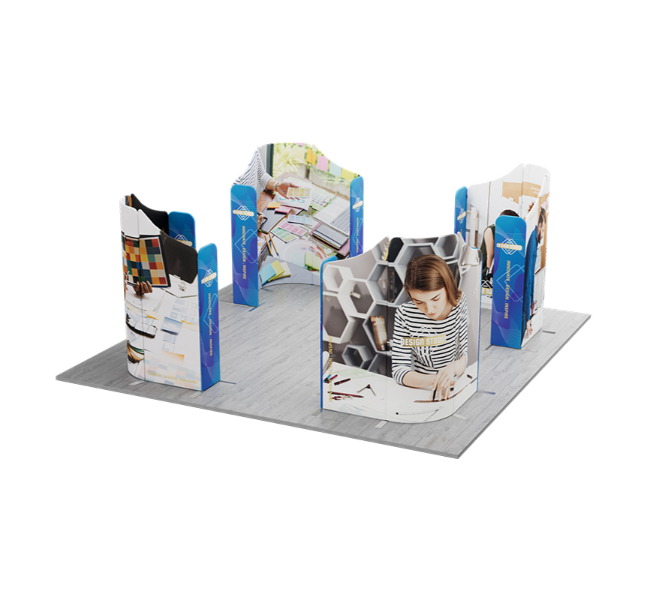 20 ft x 20 ft Four Corner Curved Magnetic Modular Fabric Display