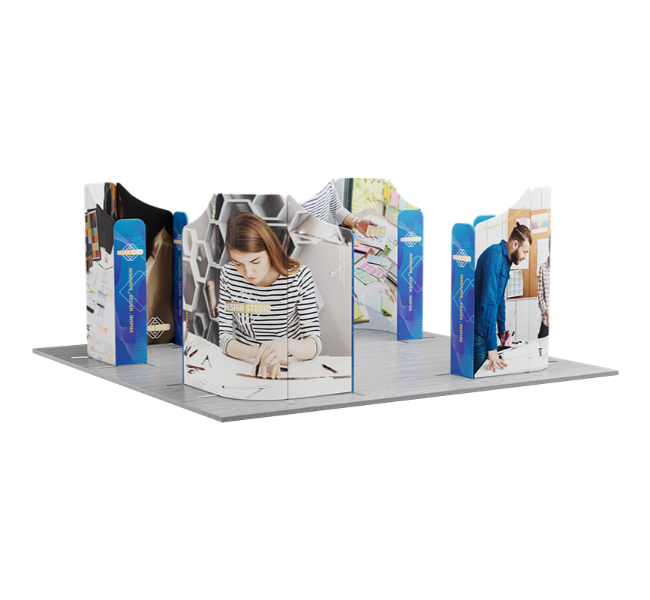 20 ft x 20 ft Four Corner Curved Magnetic Modular Fabric Display