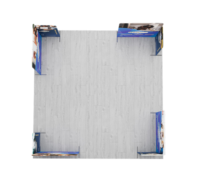 20 ft x 20 ft Four Corner L-Shape Magnetic Modular Fabric Display