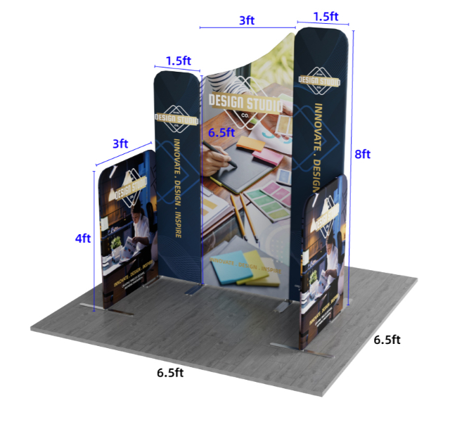 6.5 ft x 6.5 ft Curved Wave Magnetic Modular Fabric Display