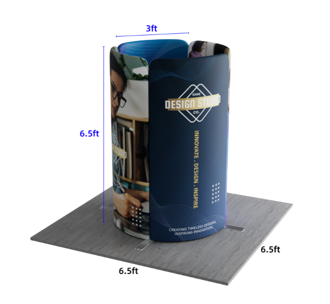6.5 ft x 6.5 ft Round Tower Magnetic Modular Fabric Display