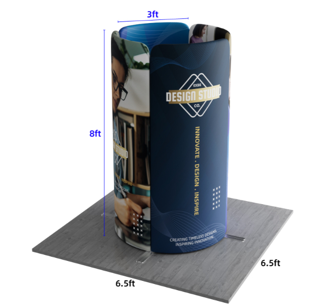 6.5 ft x 6.5 ft Round Tower Magnetic Modular Fabric Display