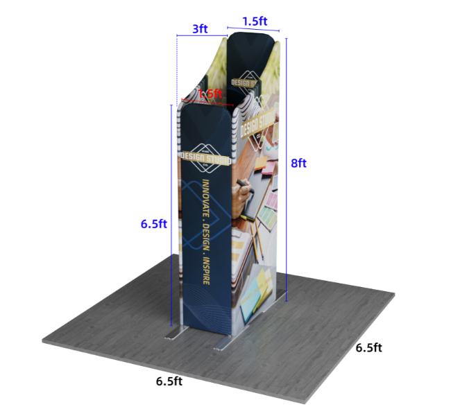 6.5 ft x 6.5 ft Twin Curved Wave Magnetic Modular Fabric Display