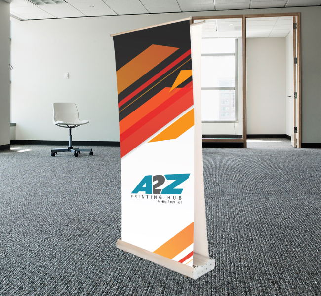 Deluxe retractable double screen roll up banner stands - Premium printing and custom designs for businesses and events.