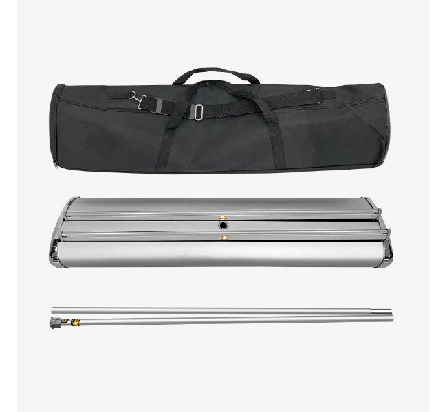 Deluxe retractable double screen roll up banner stands - Premium printing and custom designs for businesses and events.