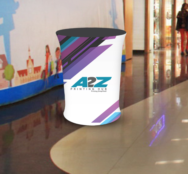 Oval fabric pop-up booth display - sleek and modern for events